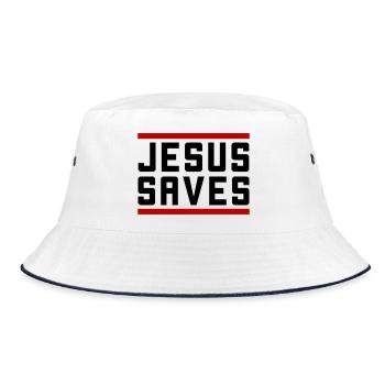 Jesus Rettet Christlich - Bucket Hat - Weiß/Navy - Vorne
