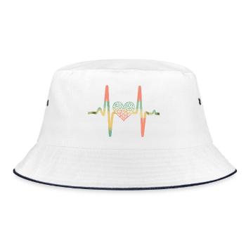 Heartbeat leopard print heart - Bucket Hat - white/navy - Front