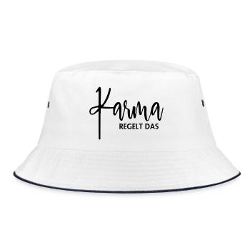 Karma Regelt das Yoga - Bucket Hat - Weiß/Navy - Vorne