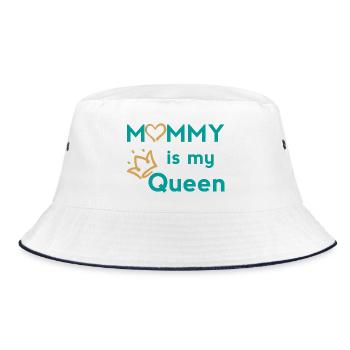Mama Queen Design mit Krönchen und Herz - Bucket Hat - Weiß/Navy - Vorne