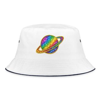 Glittering Rainbow Galaxy Design - Bucket Hat - white/navy - Front