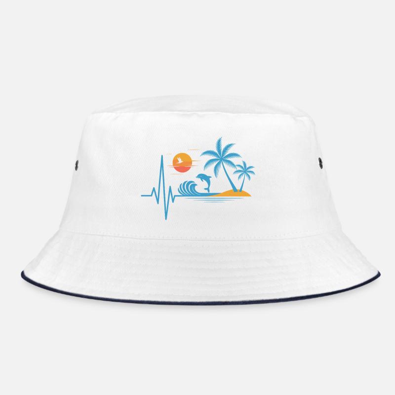Tropical design palm trees dolphins vacation Bucket Hat