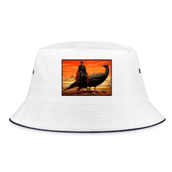 Surreal desert fantasy with raven and ruler - Bucket Hat - white/navy - Front