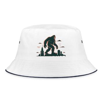 Giant Gorilla Over City Skyline - Bucket Hat - white/navy - Front