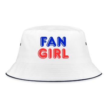 Fangirl Outfit zum Anfeuern Sportveranstaltungen - Bucket Hat - Weiß/Navy - Vorne