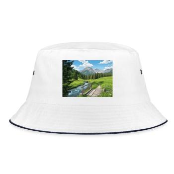 Alpine Flussweg Panorama - Bucket Hat - Weiß/Navy - Vorne