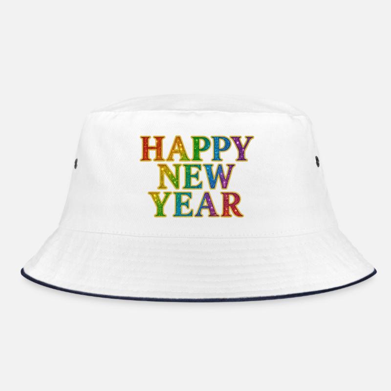 Frohes Neujahr Glitter Regenbogen Silvester Bucket Hat