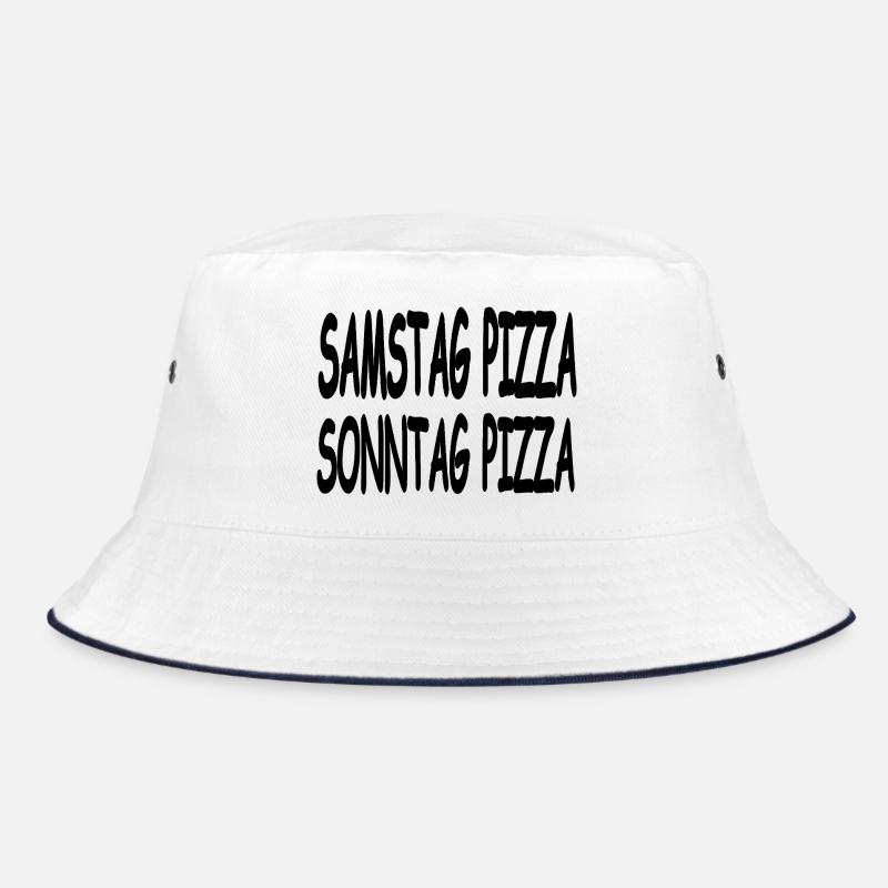 Pizza - Bucket Hat - Weiß/Navy