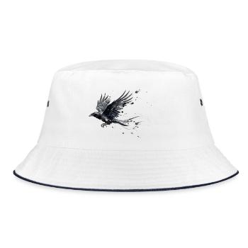 Krähe Rabe Farbspritzer – Modern Aquarell - Bucket Hat - Weiß/Navy - Vorne