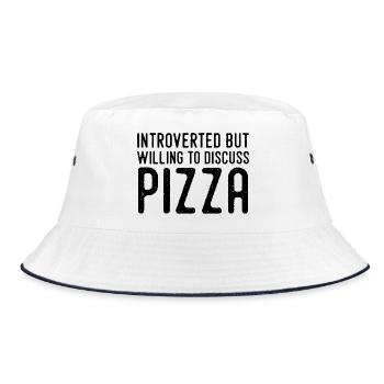 Introvert but Pizza Fan - Bucket Hat - white/navy - Front