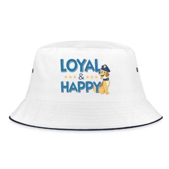 Loyal and Happy Dog Captain - Bucket Hat - white/navy - Front