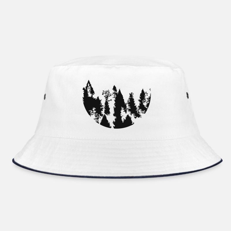 Forest Circle Silhouette - Bucket Hat - white/navy