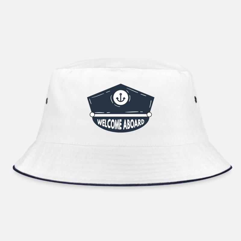 Nautic Design Willkommen an Bord Anchor Patch Cap Marineblau Bucket Hat