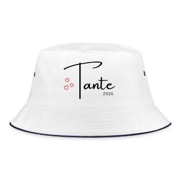 werdende Tante 2026 Baby News Schwanger Schwester - Bucket Hat - Weiß/Navy - Vorne