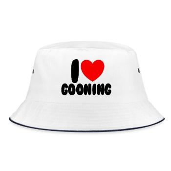 Ich liebe Gooning. Ich liebe Gooning. - Bucket Hat - Weiß/Navy - Vorne