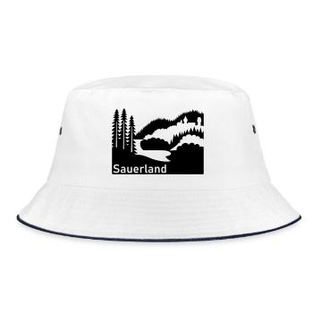 Sauerland Silhouette Landscape Highway Sign - Bucket Hat - white/navy - Front