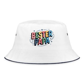 Bester Papa bunte Buchstabenillustration - Bucket Hat - Weiß/Navy - Vorne