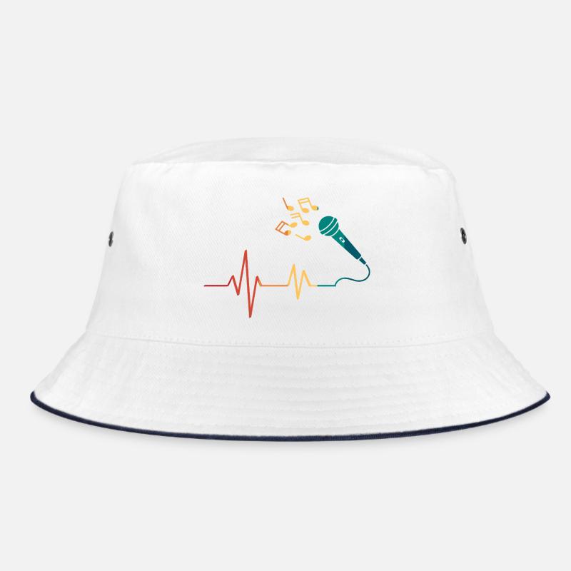 Heartbeat microphone - Bucket Hat - white/navy