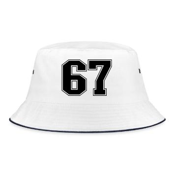 Fun 67 Zahl 6-7 6 7 Sechs Sieben - Bucket Hat - Weiß/Navy - Vorne