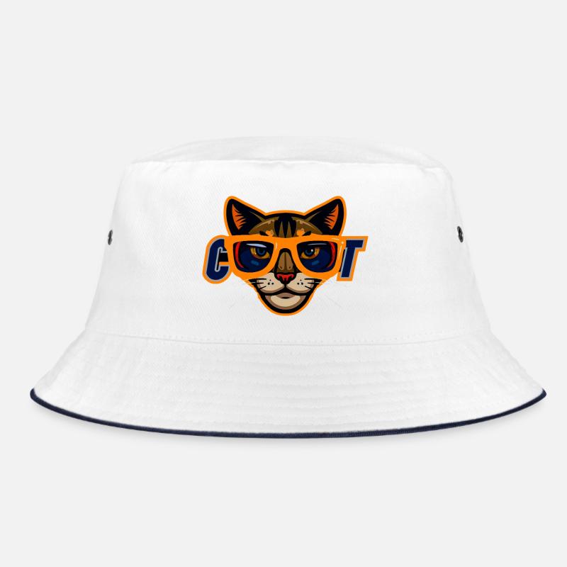 Cat with orange sunglasses Bucket Hat