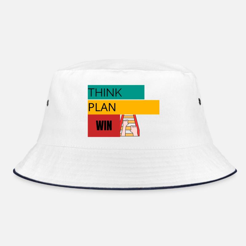 THINK · PLAN · WIN – Motivational T-Shirt Bucket Hat