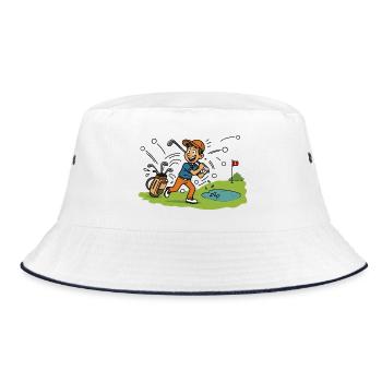 Golf Schon Süchtig - Bucket Hat - Weiß/Navy - Vorne