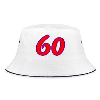 60. 60 JAHRE. 60-JÄHRIGES JUBILÄUM. 60. GEBURTSTAG. - Bucket Hat - Weiß/Navy - Vorne