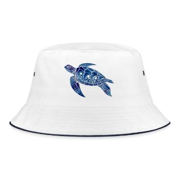 Tribal Turtle Blue – Ocean Design - Bucket Hat - white/navy - Front