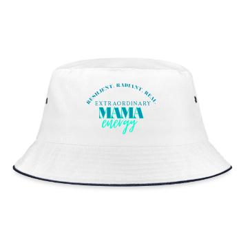 Miami Energy Neon-Typografie - Bucket Hat - Weiß/Navy - Vorne