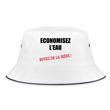 Wasser sparen, Bier trinken - Bucket Hat - Weiß/Navy - Vorne