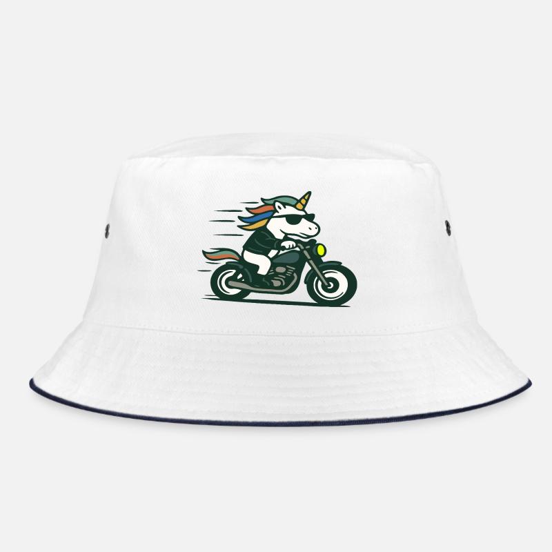 Fast Biker einhornfahrende Motorrad-Maskottchen-Kunst Bucket Hat