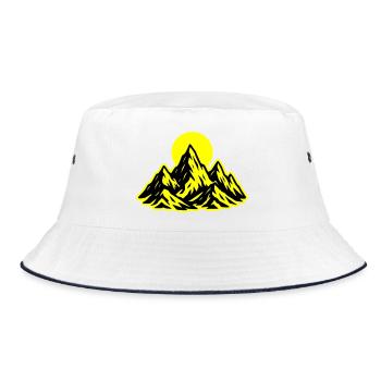 Berge Sonne - Bucket Hat - Weiß/Navy - Vorne