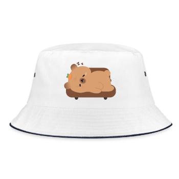 Schläfrige Müde Capybara - Bucket Hat - Weiß/Navy - Vorne