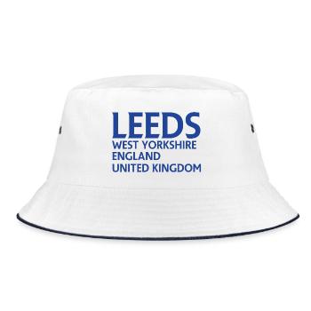 Leeds – England Lyrics Design - Bucket Hat - white/navy - Front