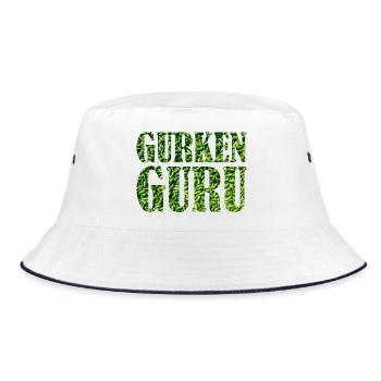 GURKENGURU Gurkenanbau Gärtner Gartenfreund - Bucket Hat - Weiß/Navy - Vorne