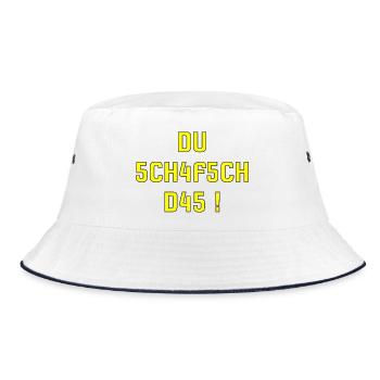 Motivation Shirt du schafsch das schweizerdeutsch  - Bucket Hat - Weiß/Navy - Vorne