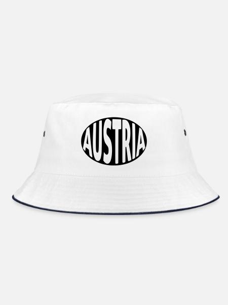 Austria - Österreich Typografie  - Bucket Hat - Weiß/Navy - Vorne