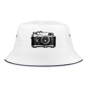 Vintage Camera Sketch - Bucket Hat - white/navy - Front