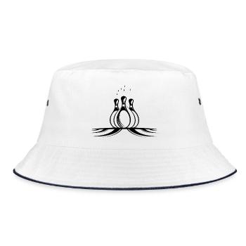 Bowling Drawing - Bucket Hat - white/navy - Front