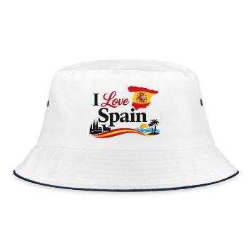 I Love Spain – Spanische Symbole und Farben - Bucket Hat - Weiß/Navy - Vorne