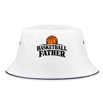 Basketball-Vater Retro-Sportdesign - Bucket Hat - Weiß/Navy - Vorne