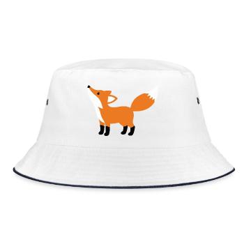 Süßer neugieriger Fuchs minimalistischen Stil - Bucket Hat - Weiß/Navy - Vorne