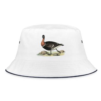 Vintage Red-breasted Goose Art, Wild Animals - Bucket Hat - white/navy - Front