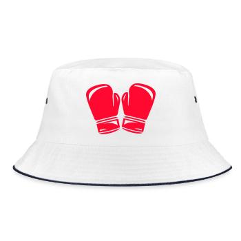 Rote Boxhandschuhe Symbol - Bucket Hat - Weiß/Navy - Vorne