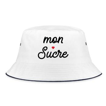 My Black Heart Script - Bucket Hat - white/navy - Front