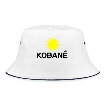Kobane_Kurdistan_Sonne - Bucket Hat - white/navy - Front