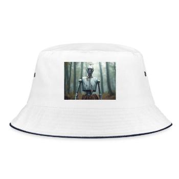 The Tin Man, A Metal Body Longs for Heart - Bucket Hat - white/navy - Front
