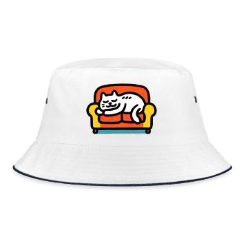 Chillekatze - Bucket Hat - Weiß/Navy - Vorne
