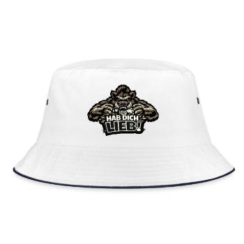 Motif grizzli : Je t’aime ! - Slogan provocateur - Bob - blanc/marine - Devant
