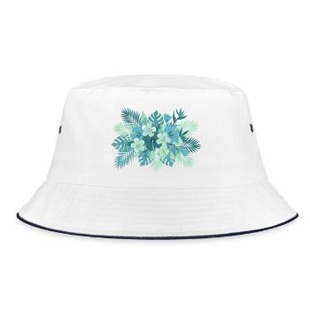 Tropical Teal Floral Composition - Bucket Hat - white/navy - Front